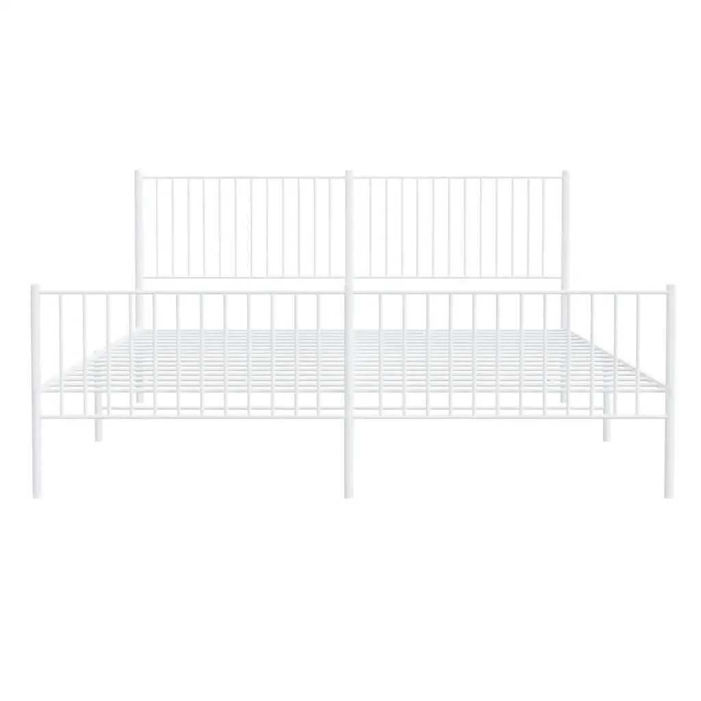 Letto matrimoniale | Letto per adulti | Giroletto con Testiera e Pediera Metallo Bianco 193x203 cm - Image 6