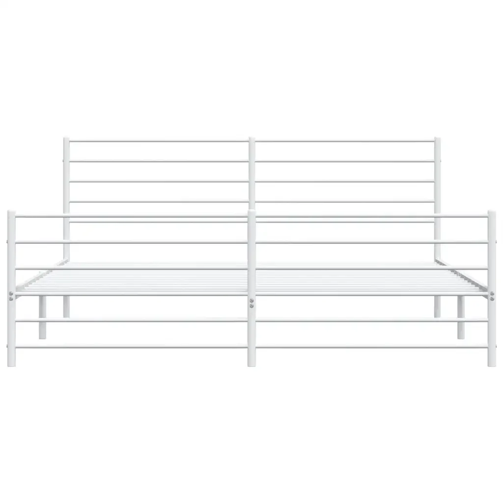 Letto matrimoniale | Letto per adulti | Giroletto con Testiera e Pediera Metallo Bianco 193x203 cm - Image 6
