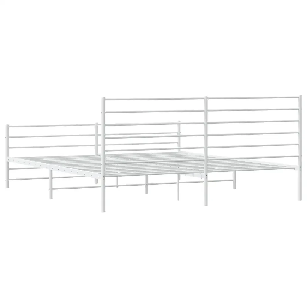 Letto matrimoniale | Letto per adulti | Giroletto con Testiera e Pediera Metallo Bianco 193x203 cm - Image 8