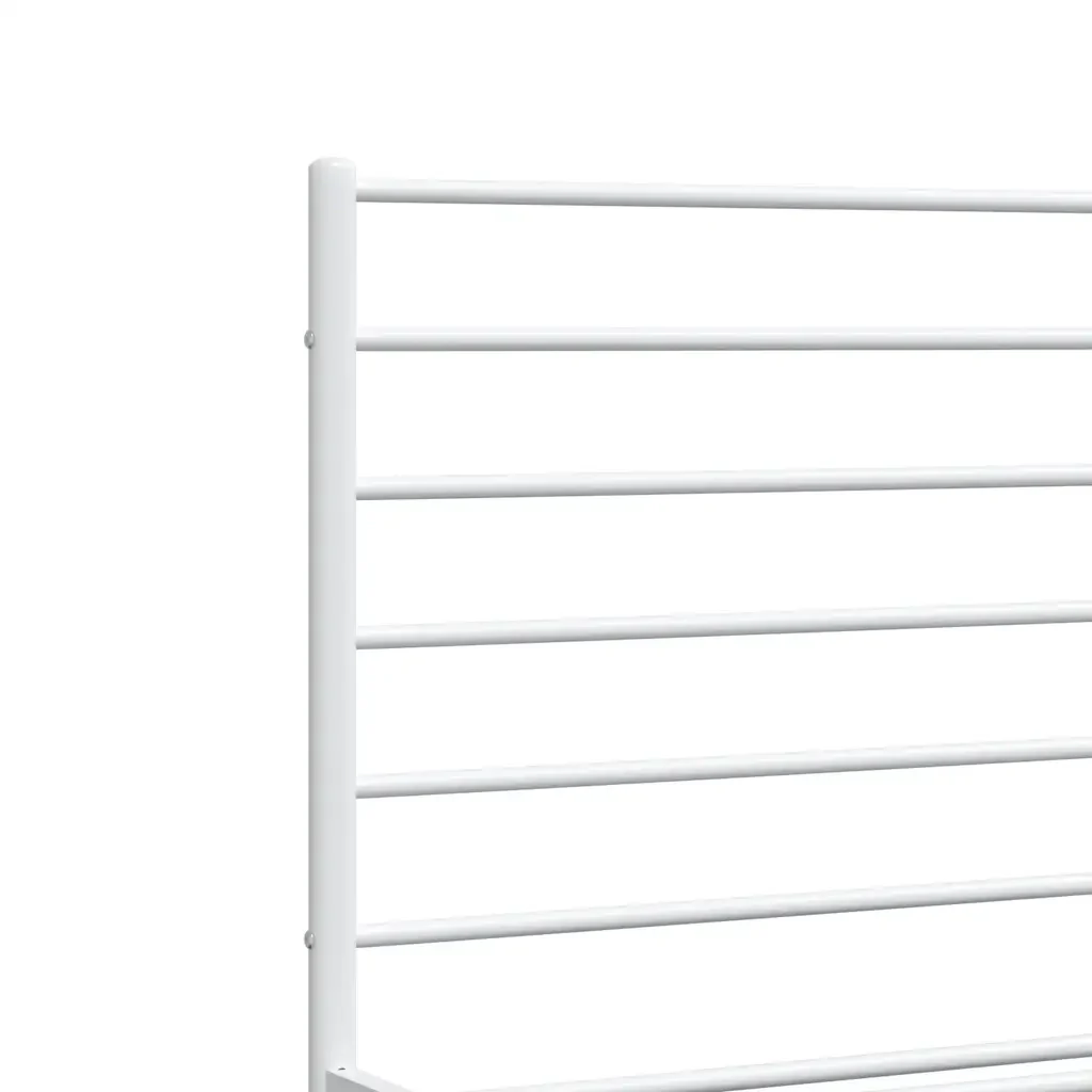 Letto matrimoniale | Letto per adulti | Giroletto con Testiera e Pediera Metallo Bianco 193x203 cm - Image 9
