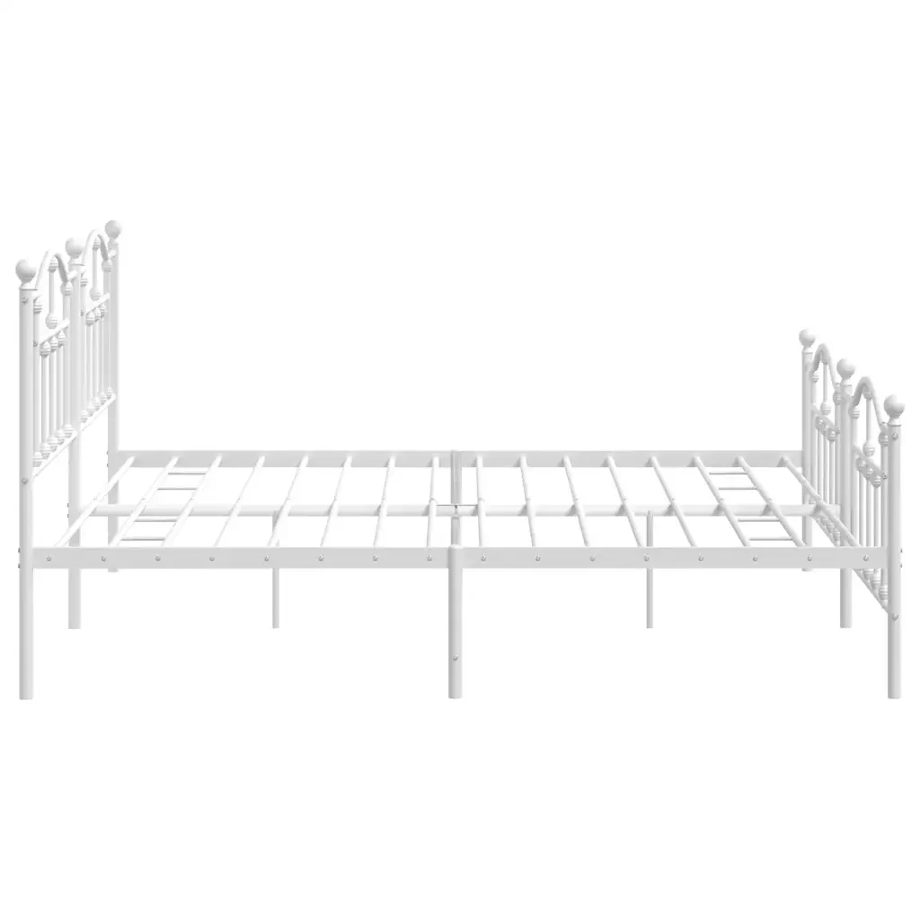 Letto matrimoniale | Letto per adulti | Giroletto con Testiera e Pediera Metallo Bianco 193x203 cm - Image 7