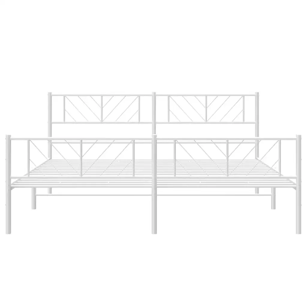 Letto matrimoniale | Letto per adulti | Giroletto con Testiera e Pediera Metallo Bianco 193x203 cm - Image 6