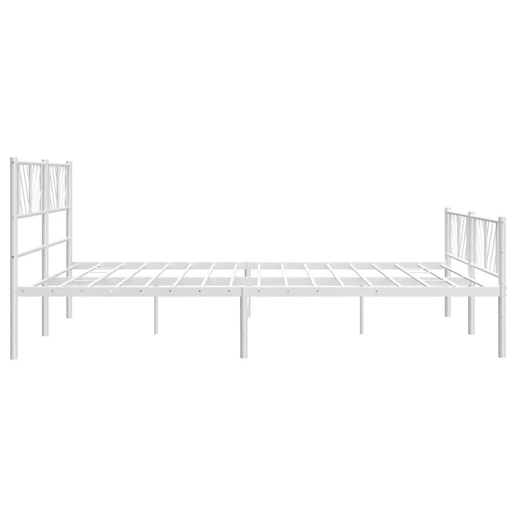 Letto matrimoniale | Letto per adulti | Giroletto con Testiera e Pediera Metallo Bianco 193x203 cm - Image 7