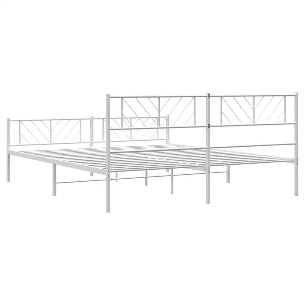 Letto matrimoniale | Letto per adulti | Giroletto con Testiera e Pediera Metallo Bianco 193x203 cm - Image 8