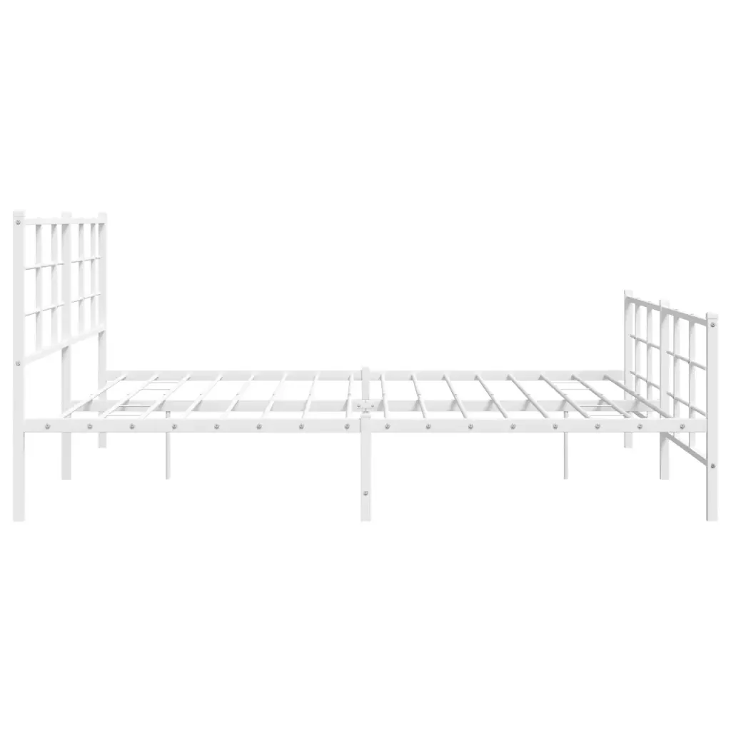Letto matrimoniale | Letto per adulti | Giroletto con Testiera e Pediera Metallo Bianco 193x203 cm - Image 6