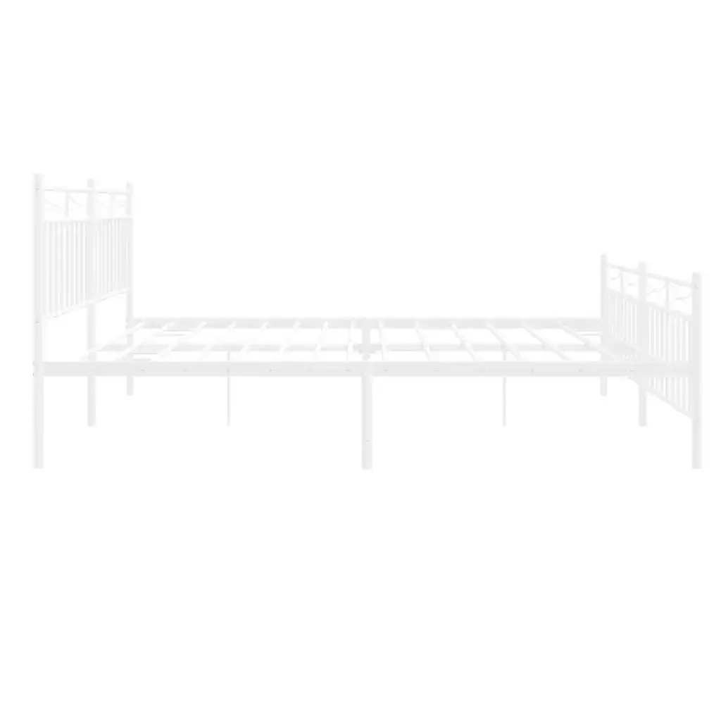 Letto matrimoniale | Letto per adulti | Giroletto con Testiera e Pediera Metallo Bianco 193x203 cm - Image 7