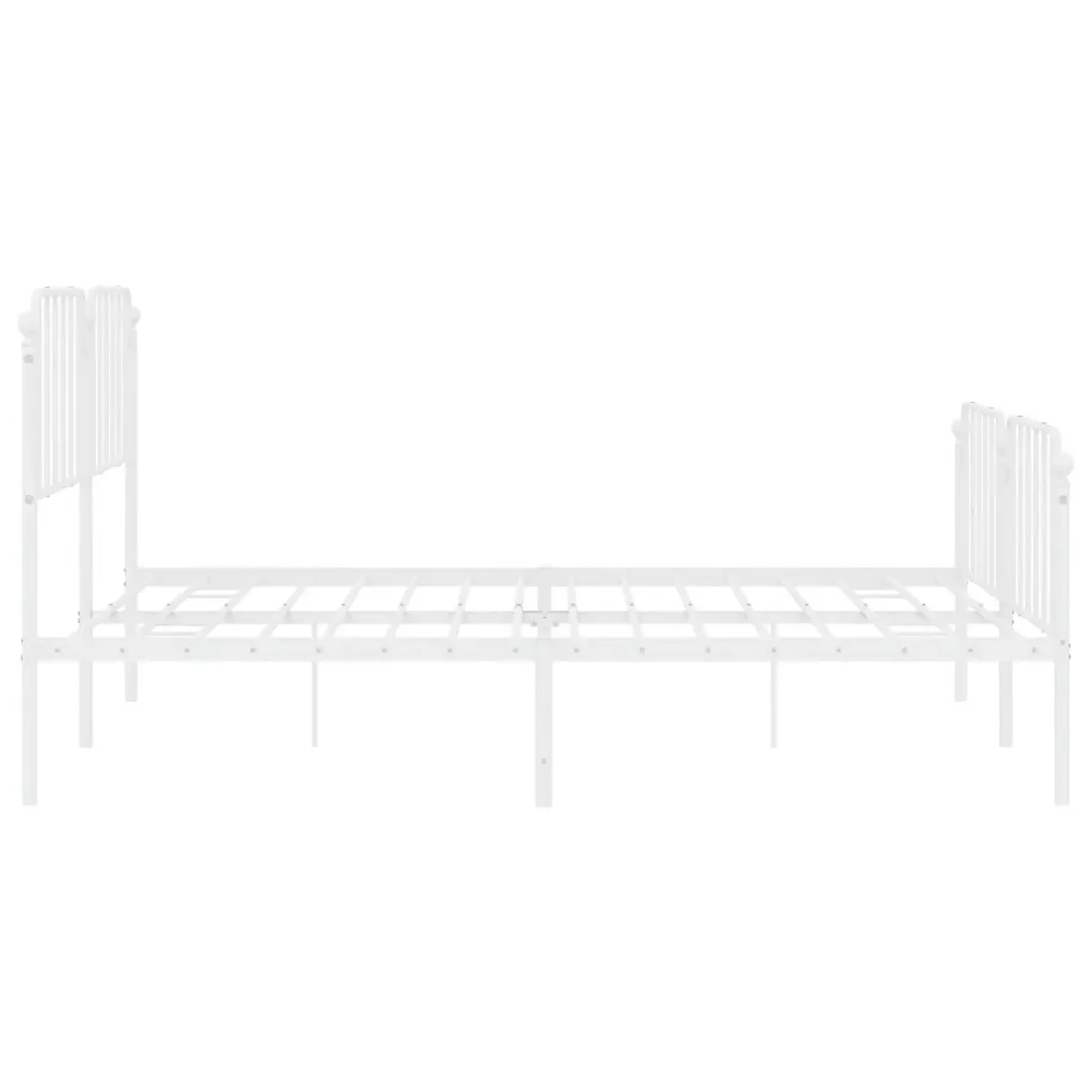 Letto matrimoniale | Letto per adulti | Giroletto con Testiera e Pediera Metallo Bianco 193x203 cm - Image 7