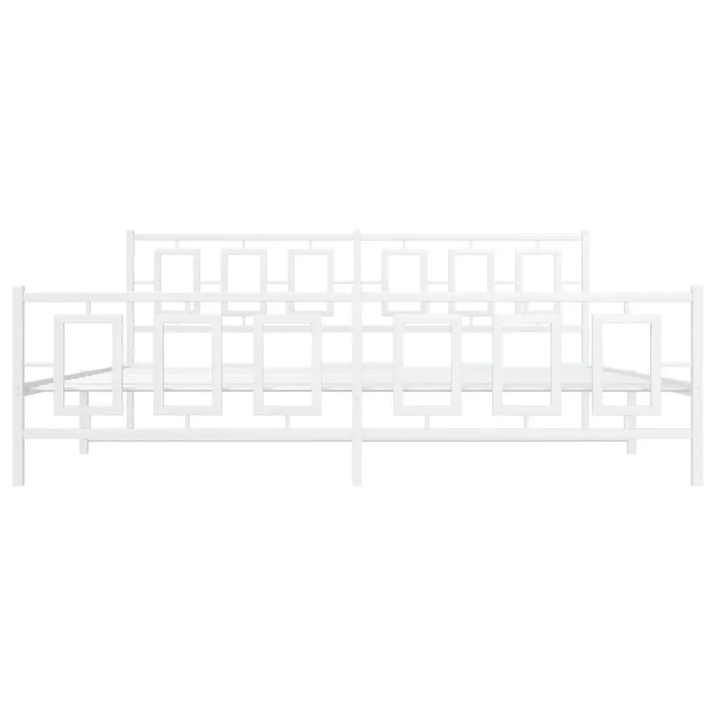Letto matrimoniale | Letto per adulti | Giroletto con Testiera e Pediera Metallo Bianco 193x203 cm - Image 5