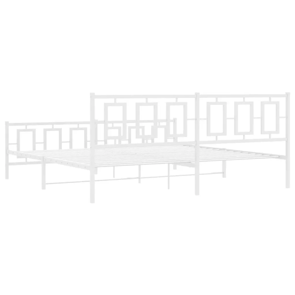 Letto matrimoniale | Letto per adulti | Giroletto con Testiera e Pediera Metallo Bianco 193x203 cm - Image 7