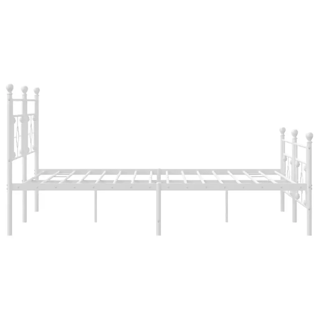 Letto matrimoniale | Letto per adulti | Giroletto con Testiera e Pediera Metallo Bianco 193x203 cm - Image 7