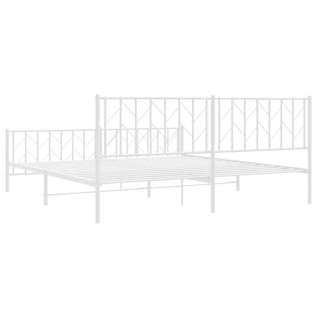 Letto matrimoniale | Letto per adulti | Giroletto con Testiera e Pediera Metallo Bianco 193x203 cm - Image 8