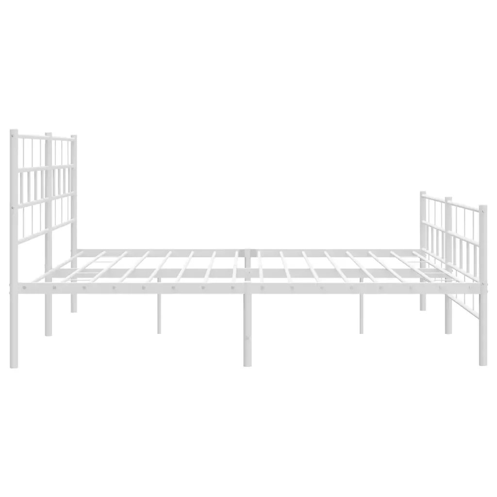 Letto matrimoniale | Letto per adulti | Giroletto con Testiera e Pediera Metallo Bianco 200x200 cm - Image 6