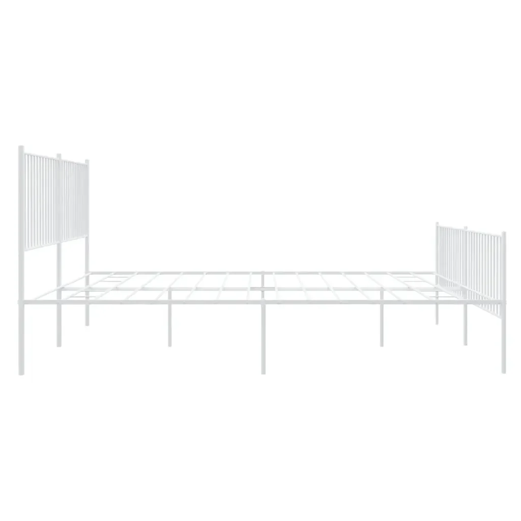 Letto matrimoniale | Letto per adulti | Giroletto con Testiera e Pediera Metallo Bianco 200x200 cm - Image 6