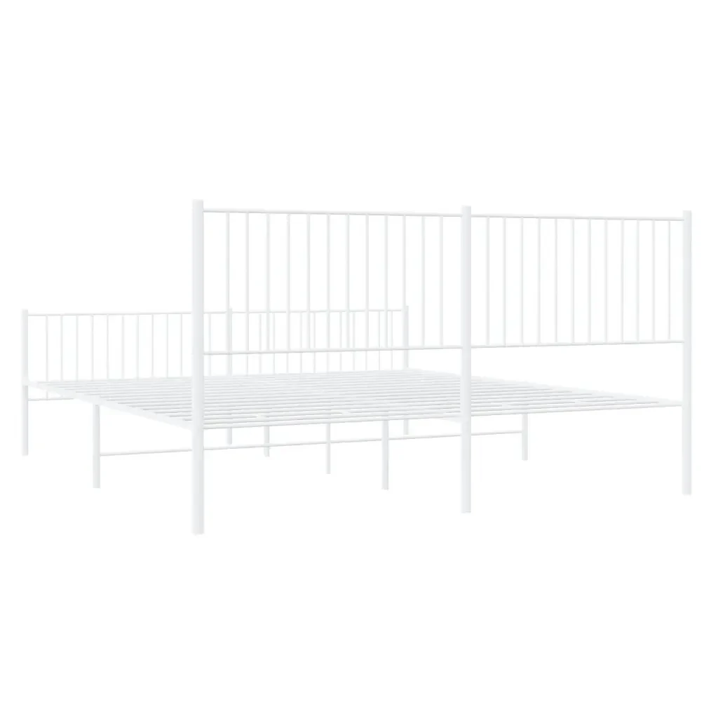 Letto matrimoniale | Letto per adulti | Giroletto con Testiera e Pediera Metallo Bianco 200x200 cm - Image 7
