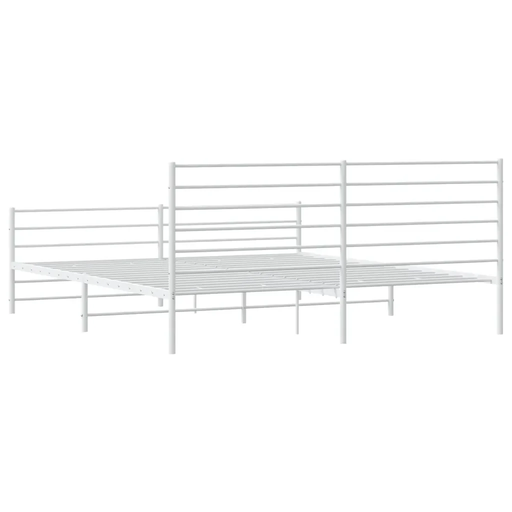 Letto matrimoniale | Letto per adulti | Giroletto con Testiera e Pediera Metallo Bianco 200x200 cm - Image 8