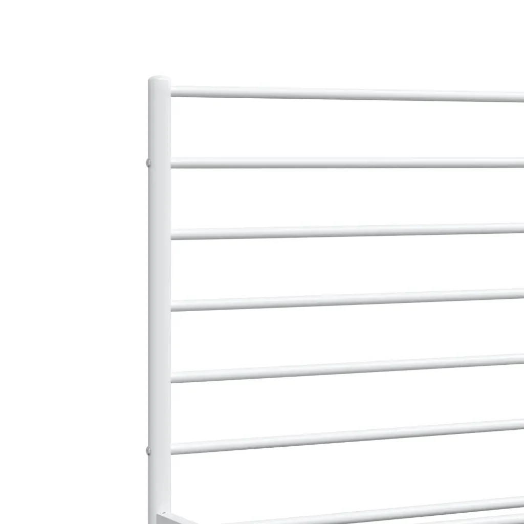 Letto matrimoniale | Letto per adulti | Giroletto con Testiera e Pediera Metallo Bianco 200x200 cm - Image 9
