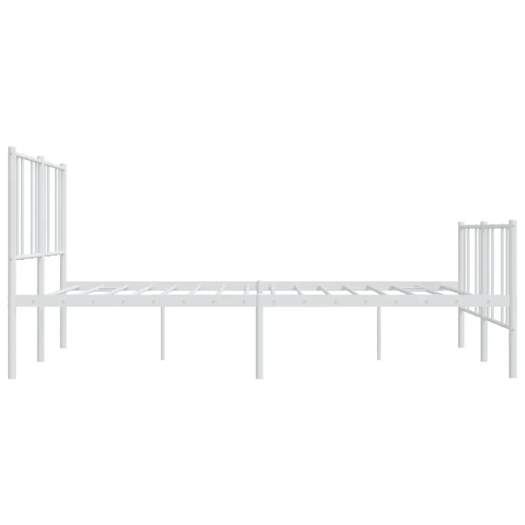 Letto matrimoniale | Letto per adulti | Giroletto con Testiera e Pediera Metallo Bianco 200x200 cm - Image 7
