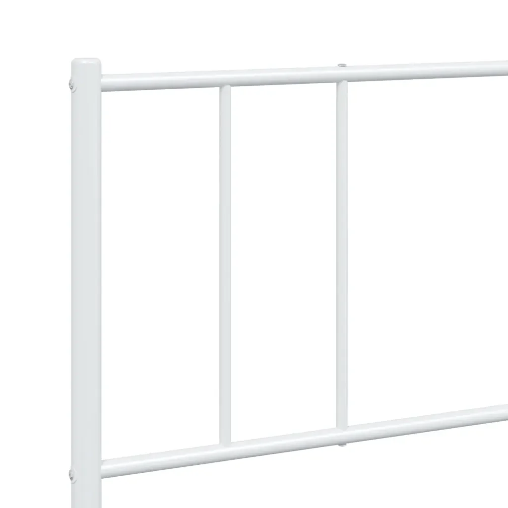 Letto matrimoniale | Letto per adulti | Giroletto con Testiera e Pediera Metallo Bianco 200x200 cm - Image 9