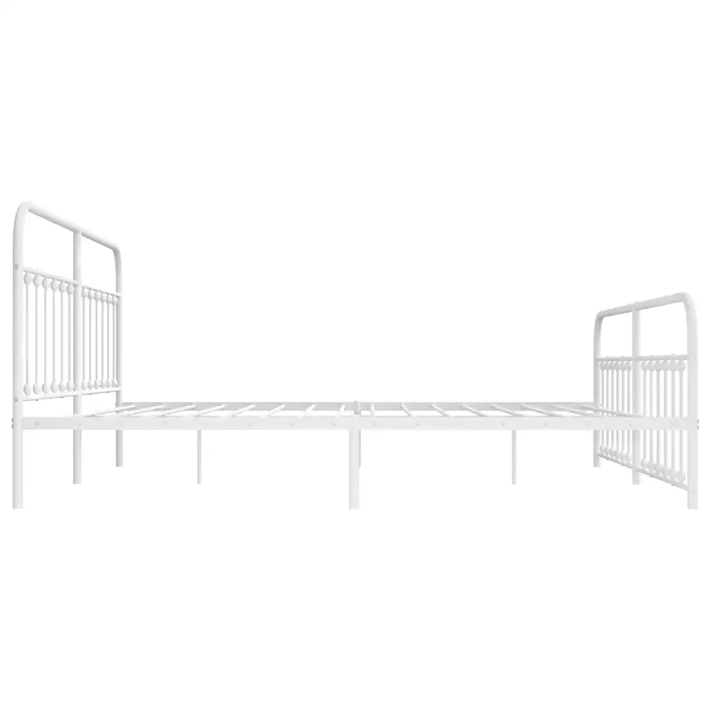 Letto matrimoniale | Letto per adulti | Giroletto con Testiera e Pediera Metallo Bianco 200x200 cm - Image 7