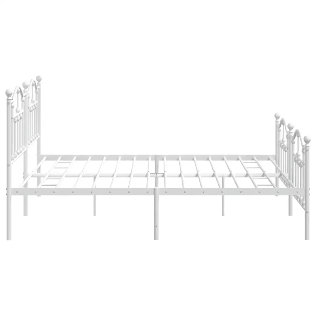 Letto matrimoniale | Letto per adulti | Giroletto con Testiera e Pediera Metallo Bianco 200x200 cm - Image 6