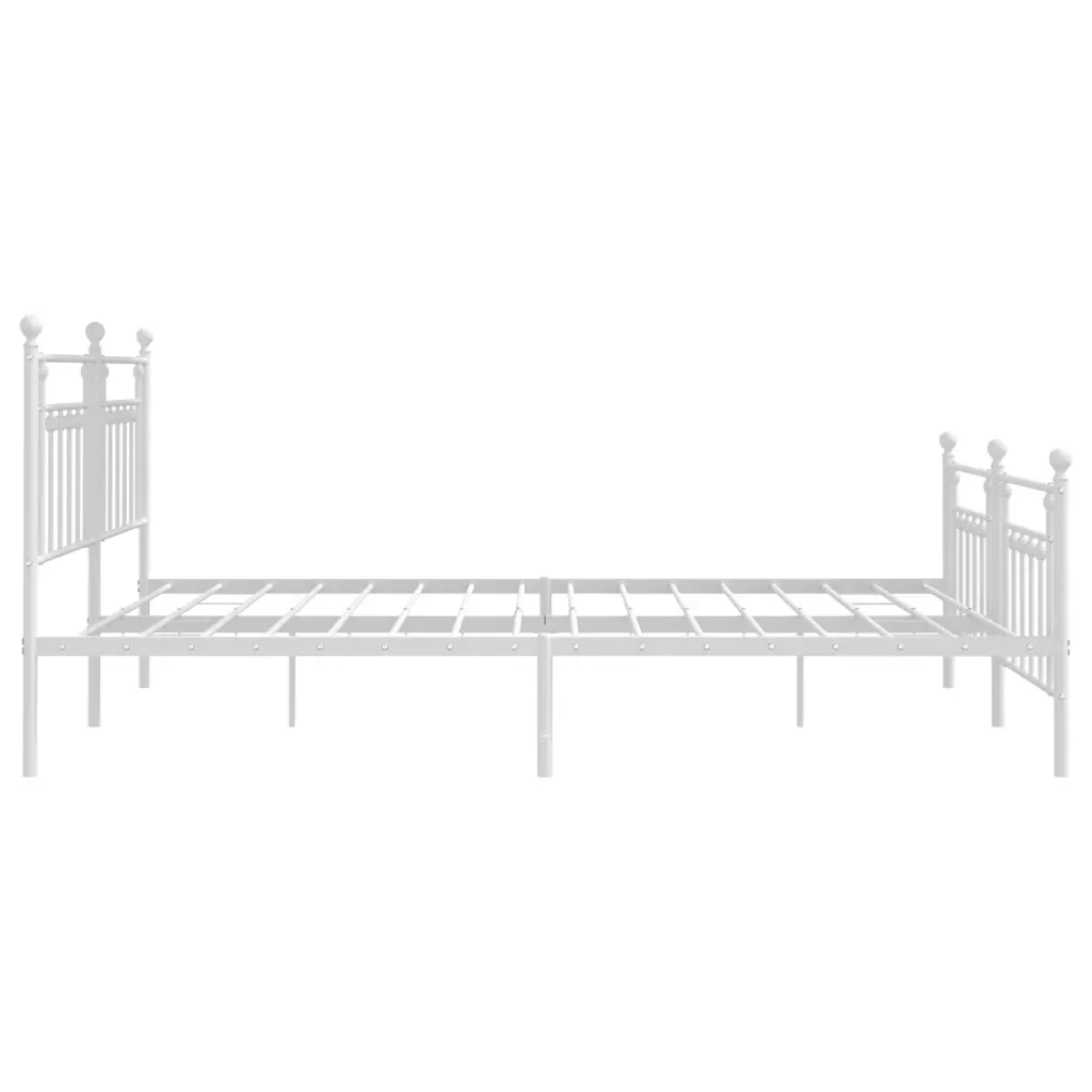 Letto matrimoniale | Letto per adulti | Giroletto con Testiera e Pediera Metallo Bianco 200x200 cm - Image 7