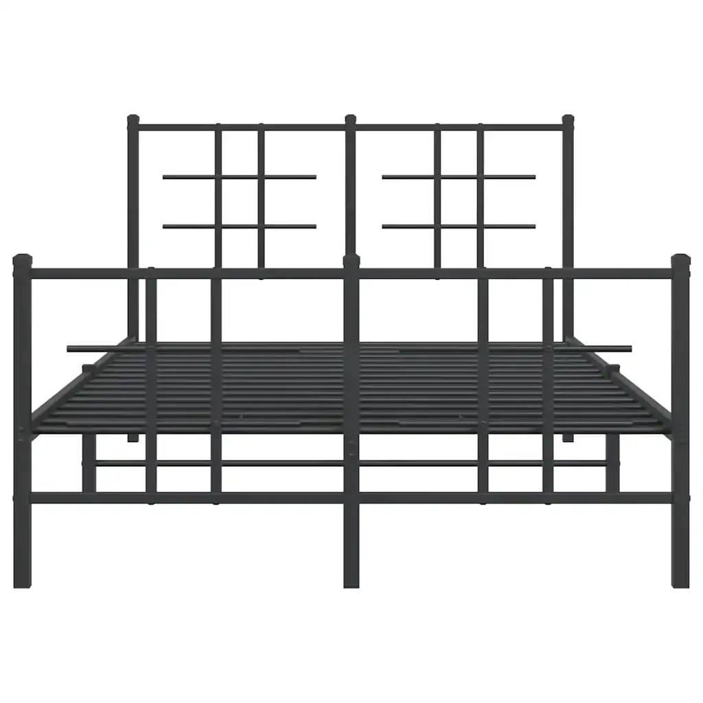 Letto matrimoniale | Letto per adulti | Giroletto con Testiera e Pediera Metallo Nero 120x190 cm - Image 5