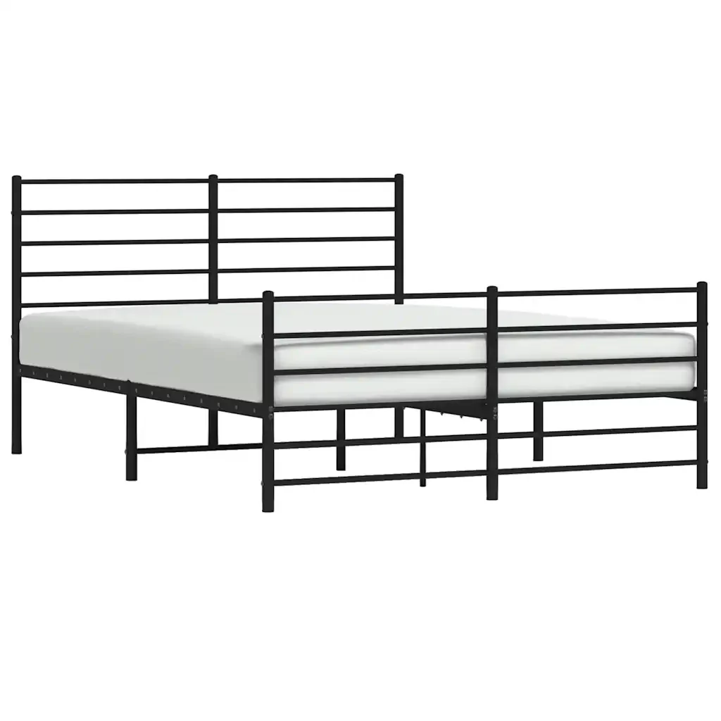 Letto matrimoniale | Letto per adulti | Giroletto con Testiera e Pediera Metallo Nero 120x190 cm - Image 5