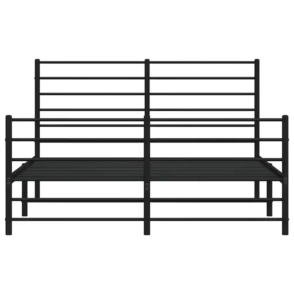 Letto matrimoniale | Letto per adulti | Giroletto con Testiera e Pediera Metallo Nero 120x190 cm - Image 6