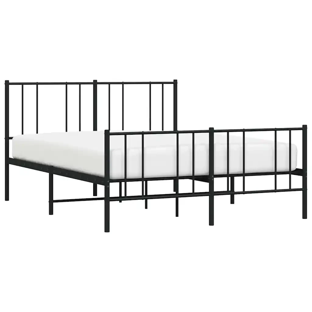 Letto matrimoniale | Letto per adulti | Giroletto con Testiera e Pediera Metallo Nero 120x190 cm - Image 5