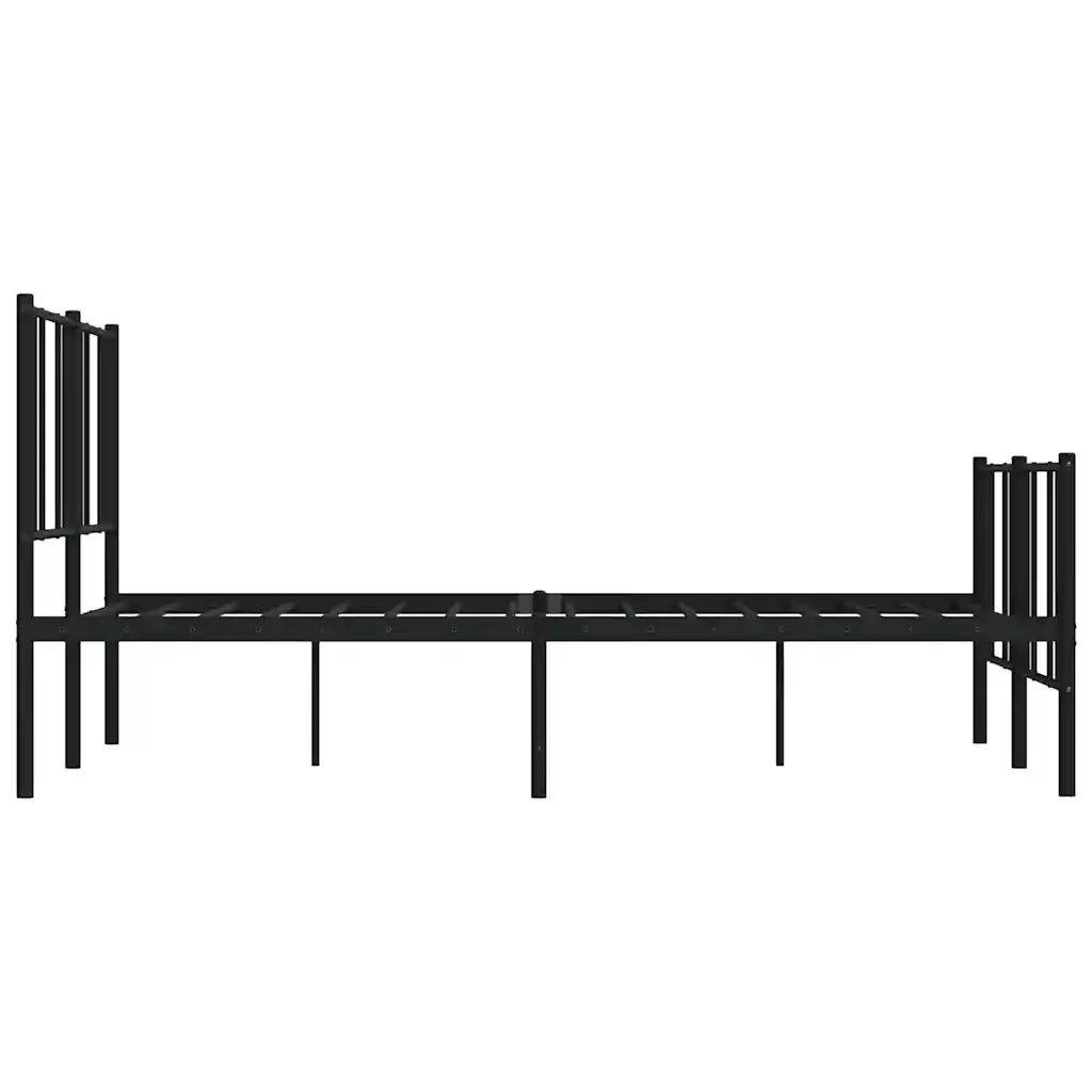 Letto matrimoniale | Letto per adulti | Giroletto con Testiera e Pediera Metallo Nero 120x190 cm - Image 7