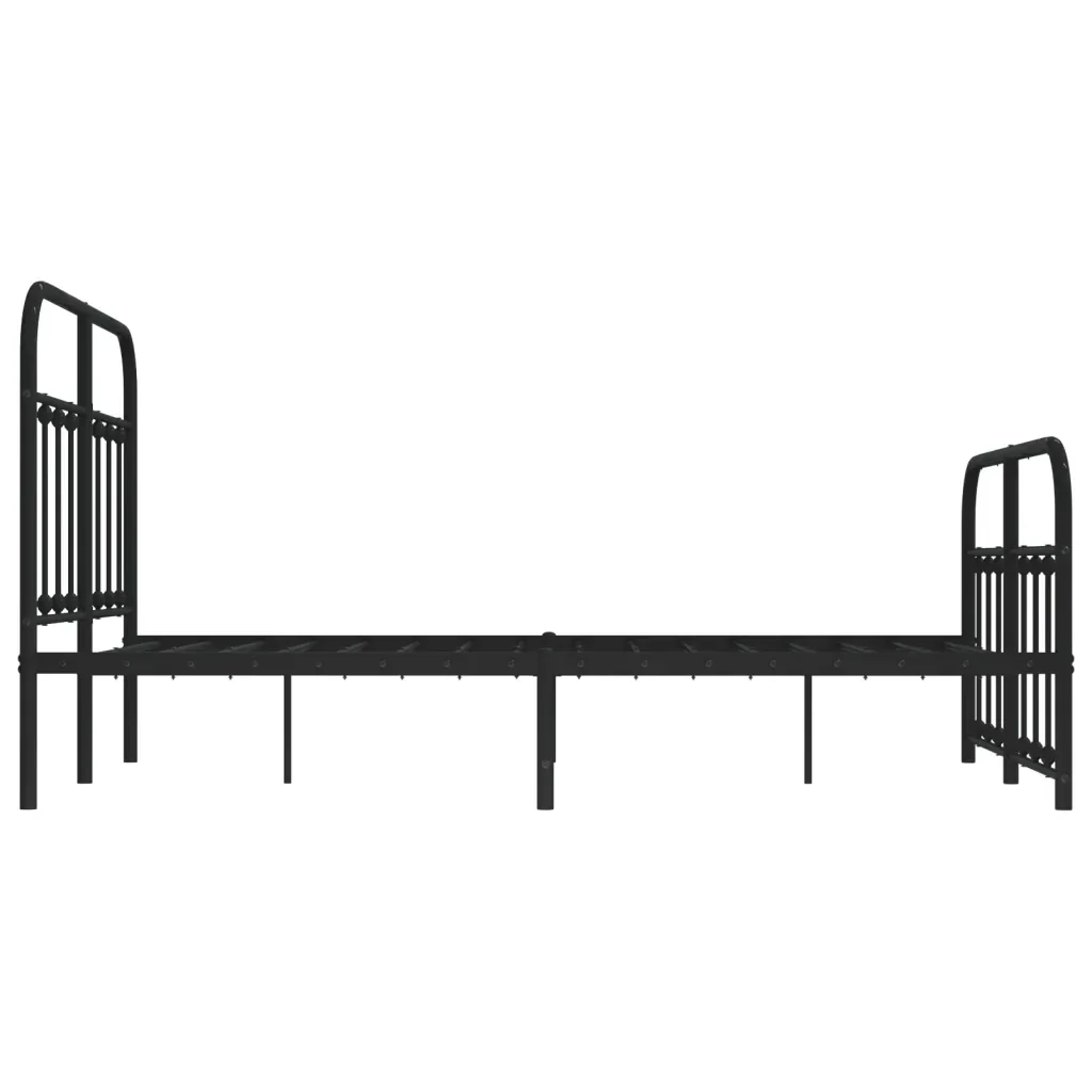 Letto matrimoniale | Letto per adulti | Giroletto con Testiera e Pediera Metallo Nero 120x190 cm - Image 7