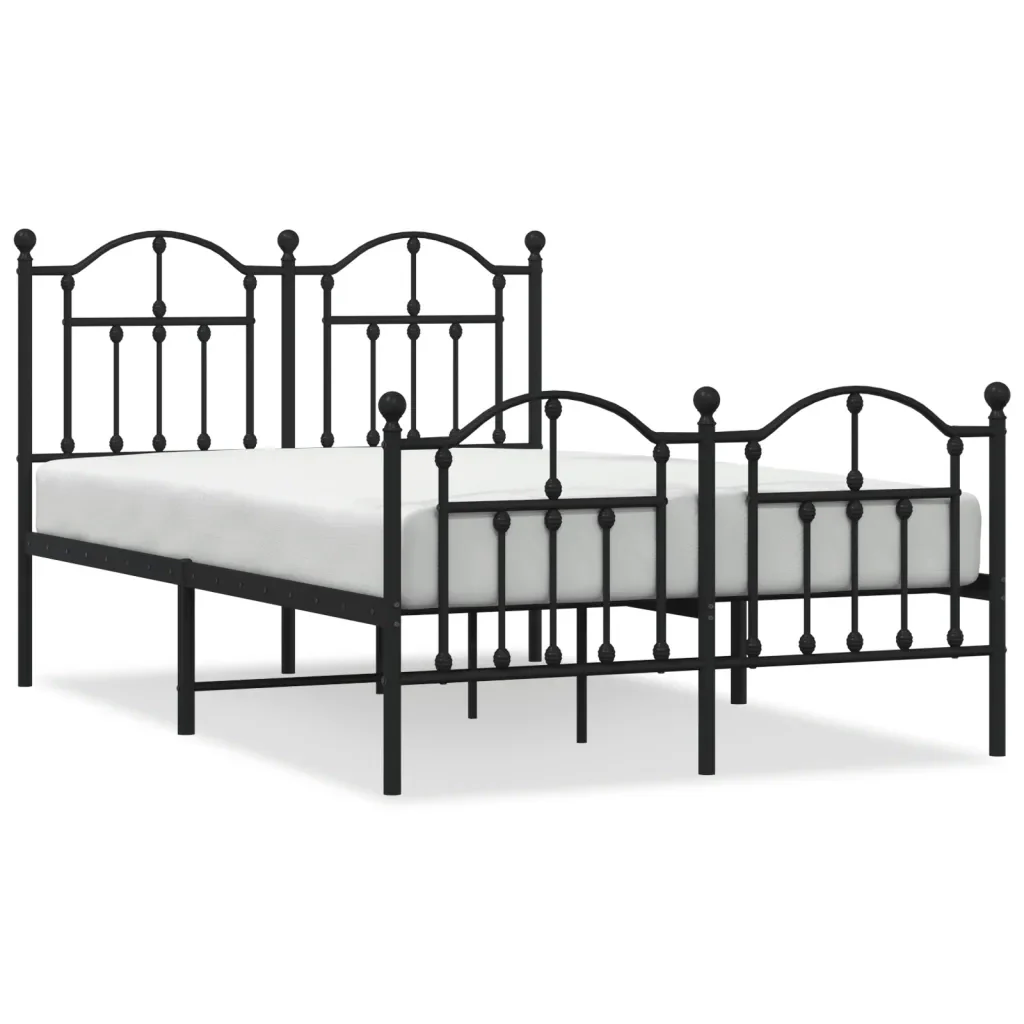 Letto matrimoniale | Letto per adulti | Giroletto con Testiera e Pediera Metallo Nero 120x190 cm