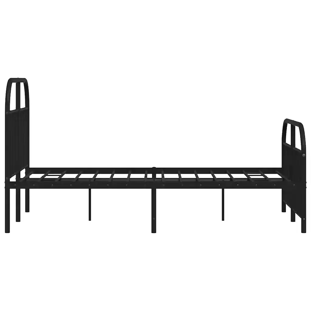 Letto matrimoniale | Letto per adulti | Giroletto con Testiera e Pediera Metallo Nero 120x190 cm - Image 7