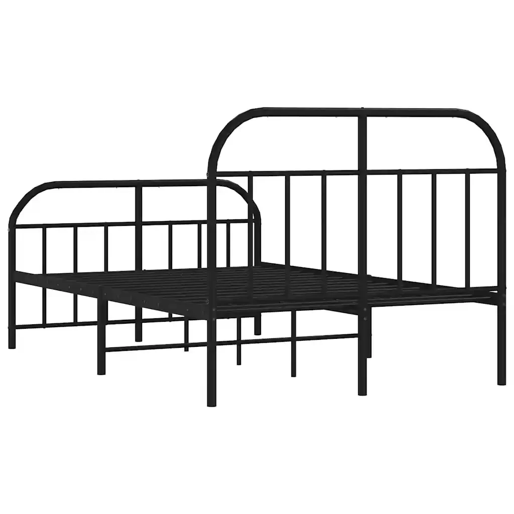 Letto matrimoniale | Letto per adulti | Giroletto con Testiera e Pediera Metallo Nero 120x190 cm - Image 8