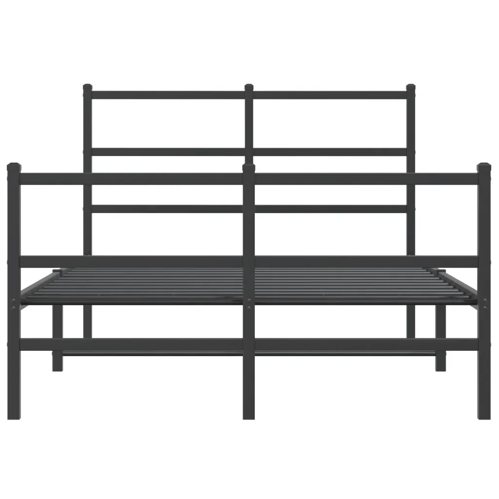 Letto matrimoniale | Letto per adulti | Giroletto con Testiera e Pediera Metallo Nero 120x190 cm - Image 5