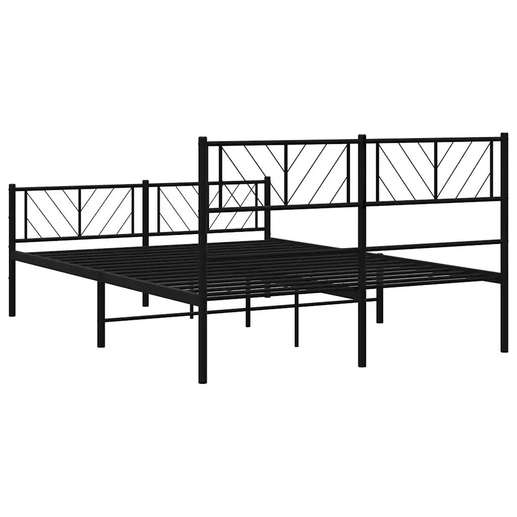 Letto matrimoniale | Letto per adulti | Giroletto con Testiera e Pediera Metallo Nero 120x190 cm - Image 7