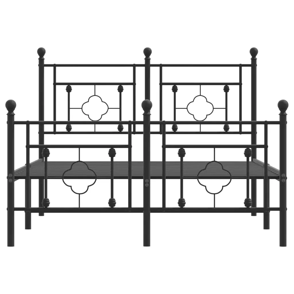 Letto matrimoniale | Letto per adulti | Giroletto con Testiera e Pediera Metallo Nero 120x190 cm - Image 5