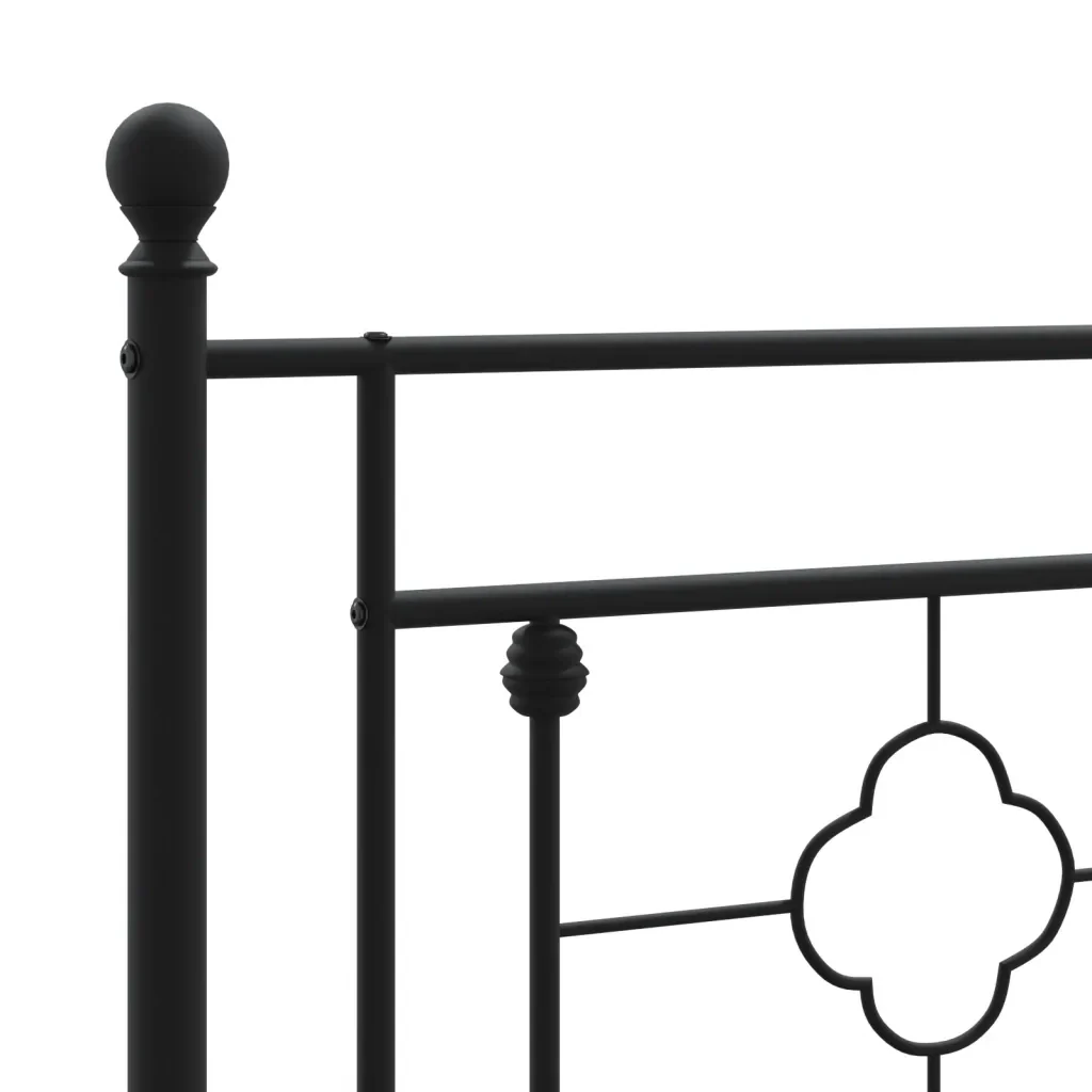 Letto matrimoniale | Letto per adulti | Giroletto con Testiera e Pediera Metallo Nero 120x190 cm - Image 8
