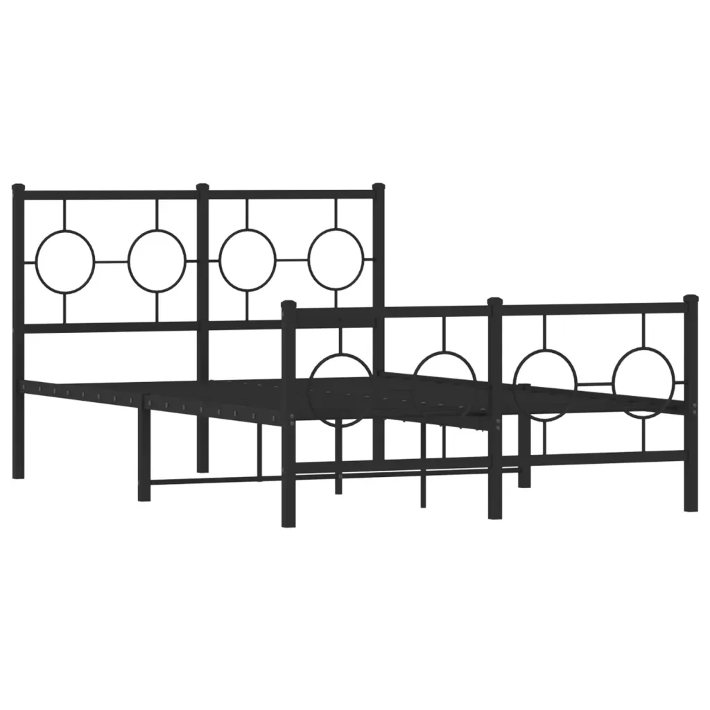 Letto matrimoniale | Letto per adulti | Giroletto con Testiera e Pediera Metallo Nero 120x190 cm - Image 4