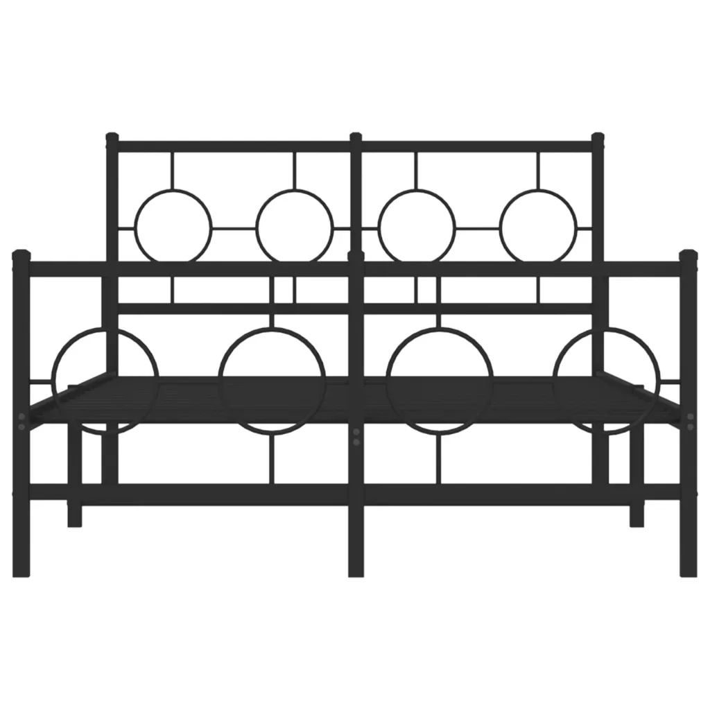 Letto matrimoniale | Letto per adulti | Giroletto con Testiera e Pediera Metallo Nero 120x190 cm - Image 5
