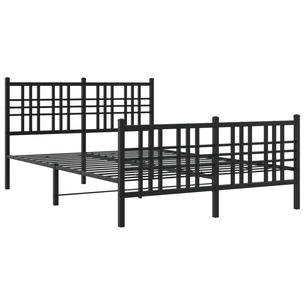 Letto matrimoniale | Letto per adulti | Giroletto con Testiera e Pediera Metallo Nero 120x190 cm - Image 4