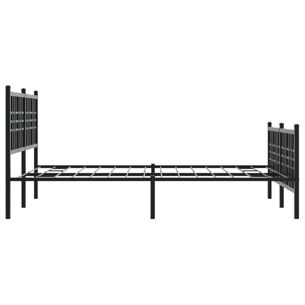 Letto matrimoniale | Letto per adulti | Giroletto con Testiera e Pediera Metallo Nero 120x190 cm - Image 5