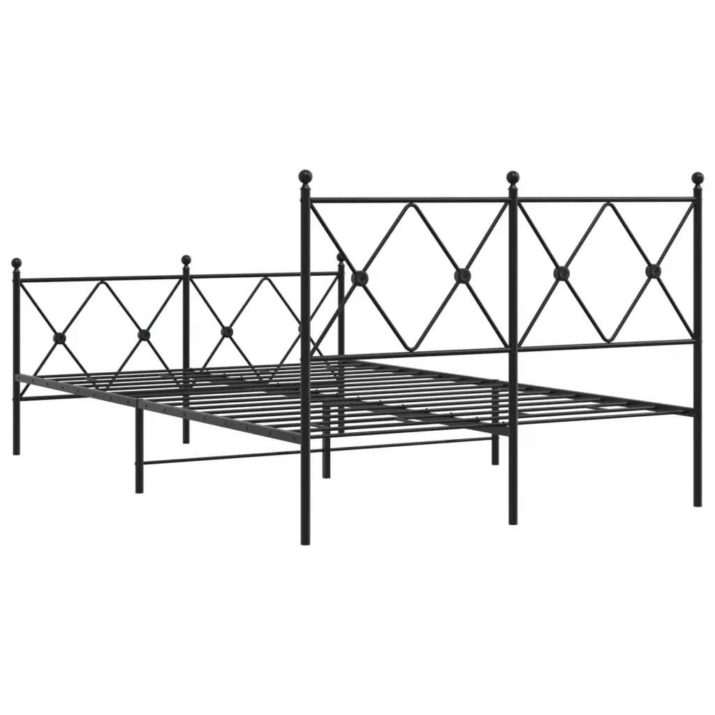Letto matrimoniale | Letto per adulti | Giroletto con Testiera e Pediera Metallo Nero 120x190 cm - Image 6