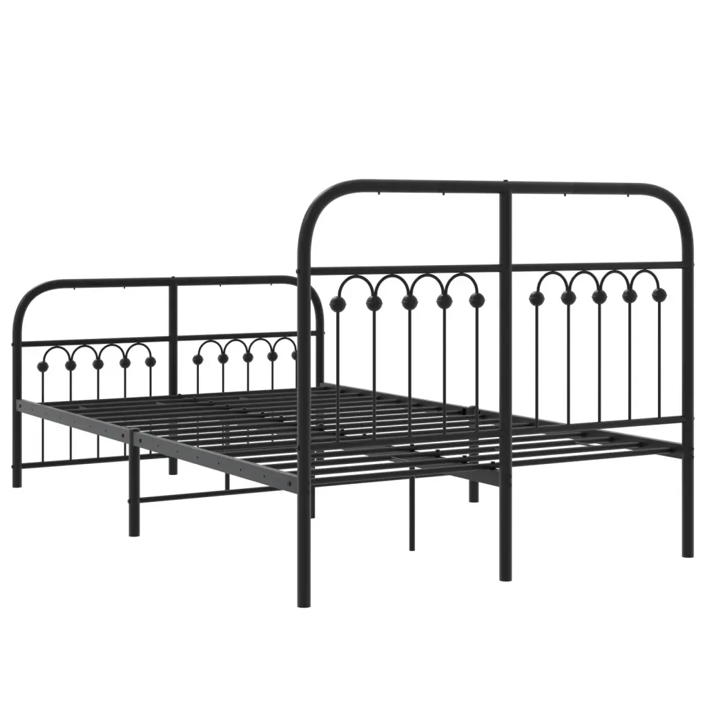 Letto matrimoniale | Letto per adulti | Giroletto con Testiera e Pediera Metallo Nero 120x190 cm - Image 6