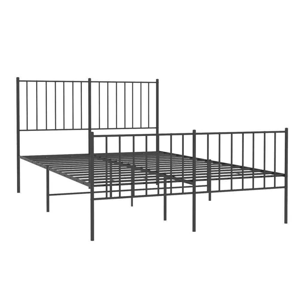 Letto matrimoniale | Letto per adulti | Giroletto con Testiera e Pediera Metallo Nero 120x190 cm - Image 4