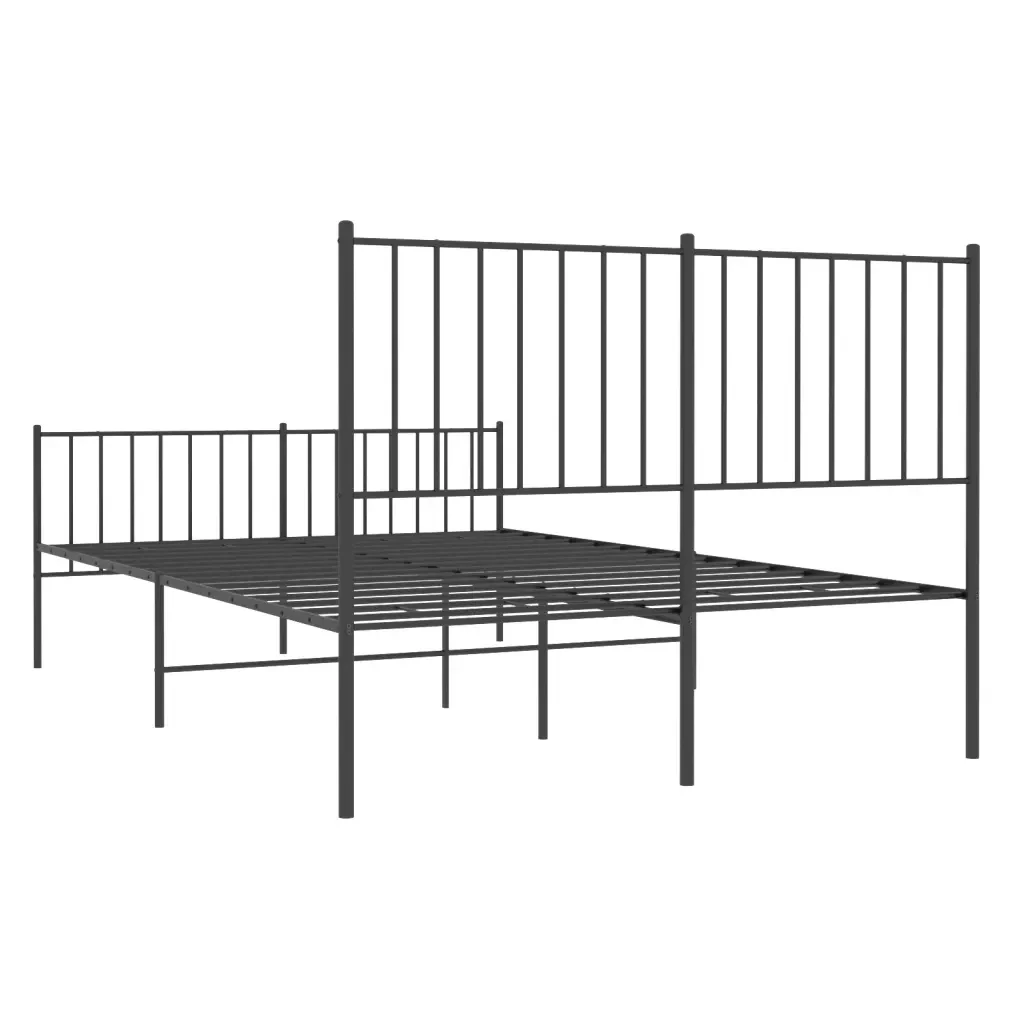 Letto matrimoniale | Letto per adulti | Giroletto con Testiera e Pediera Metallo Nero 120x190 cm - Image 7