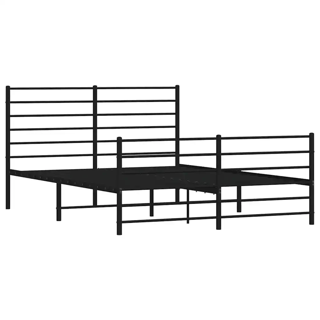Letto matrimoniale | Letto per adulti | Giroletto con Testiera e Pediera Metallo Nero 120x200 cm - Image 3