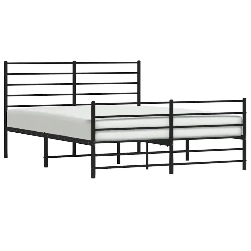 Letto matrimoniale | Letto per adulti | Giroletto con Testiera e Pediera Metallo Nero 120x200 cm - Image 5