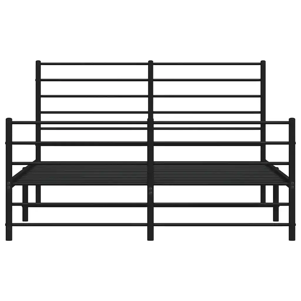 Letto matrimoniale | Letto per adulti | Giroletto con Testiera e Pediera Metallo Nero 120x200 cm - Image 6