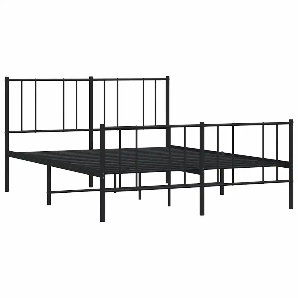 Letto matrimoniale | Letto per adulti | Giroletto con Testiera e Pediera Metallo Nero 120x200 cm - Image 3